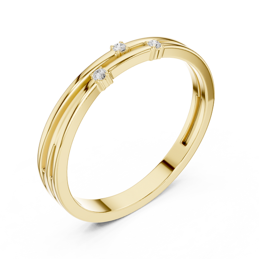 Three Moissanite Flush Set Gold Band Ring - view 4