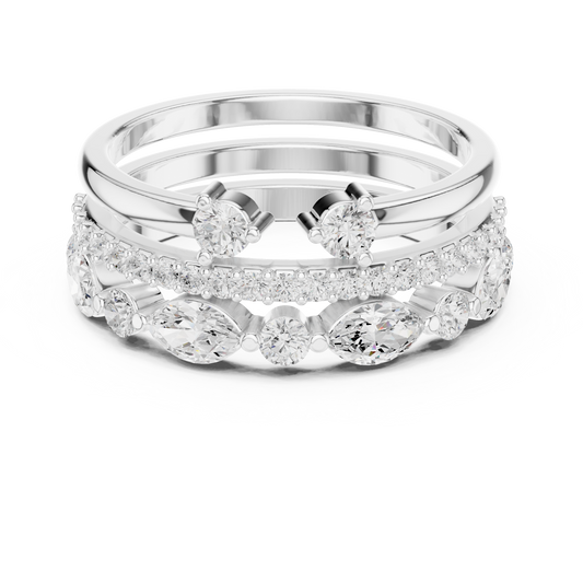 Stackable Marquise and Round Moissanite Ring Set - view 3