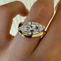 5.00 TCW Elegant Marquise Cut Moissanite Diamond Solitaire Ring in Gold with High Polish Contemporary Band