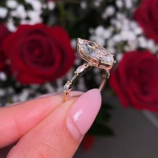 Minimalist Marquise Cut Lab Diamond Engagement Ring - view 4