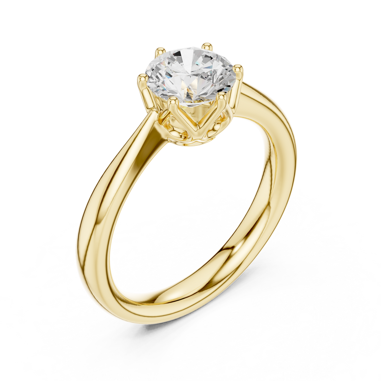 Round Cut Brilliant Solitaire Lab Diamond Ring Cathedral Setting - view 2