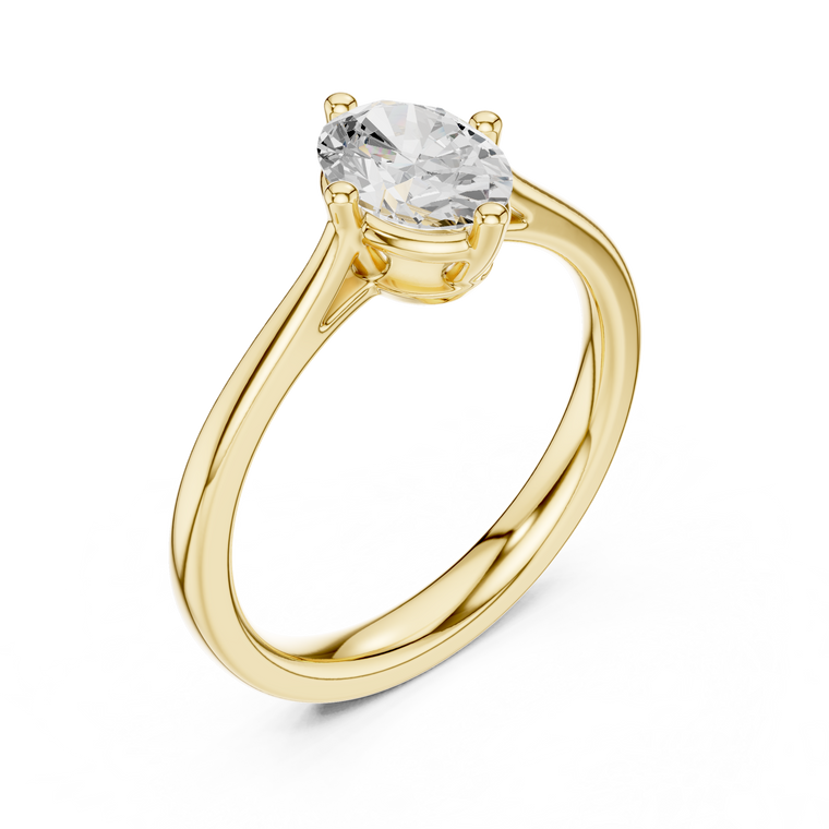 Oval Cut Lab Diamond Solitaire Engagement Ring With Four Prong - view 2