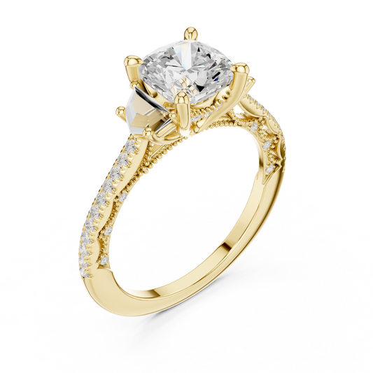 Cushion Pave Band Lab Diamond Engagement Ring - view 4