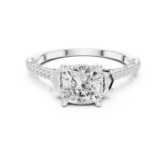 Cushion Pave Band Moissanite Engagement Ring - view 3
