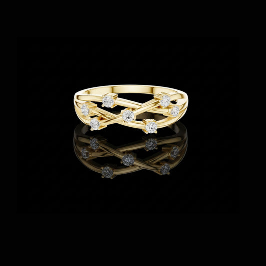 0.18 TCW Classy Lab Grown Round Cut Diamond Crossline Ring For Traditional Look