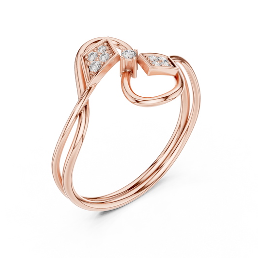 Geometric Pave Accents Infinity Bypass Moissanite Ring - view 3