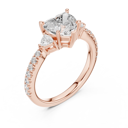 Heart Shaped Moissanite Pave Engagement Ring - view 3