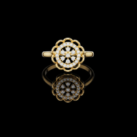 0.50 TCW Floral Diamond Medallion Ring with Intricate Petal Motifs and Brilliant Lab Grown Sparkle