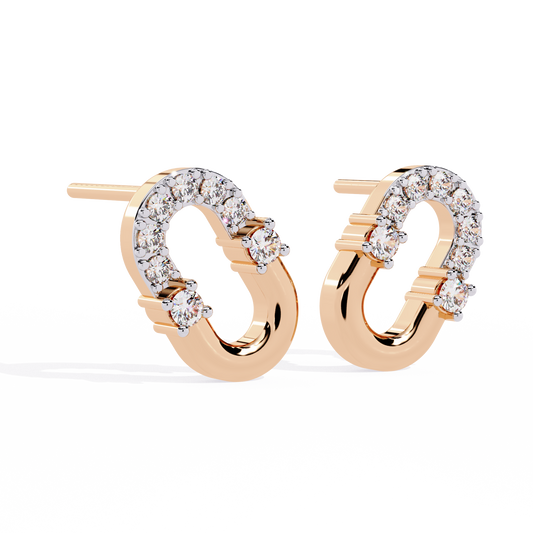 Contemporary Pave Round U Shaped Link Earrings - view 4
