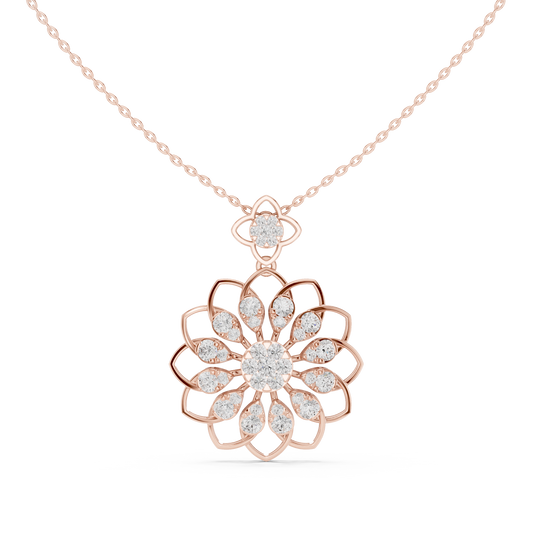 1.76 TCW Elegant Blooming Flower Moissanite Diamond Cluster Pendant Open Petal Design Luxury Jewelry For Her