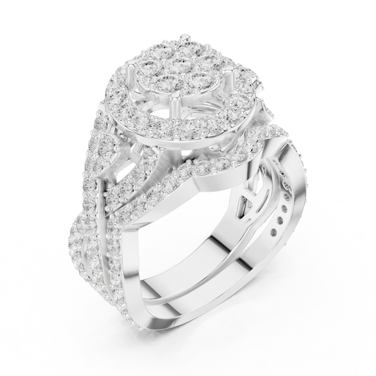 Round Halo Cluster Moissanite Ring - view 4