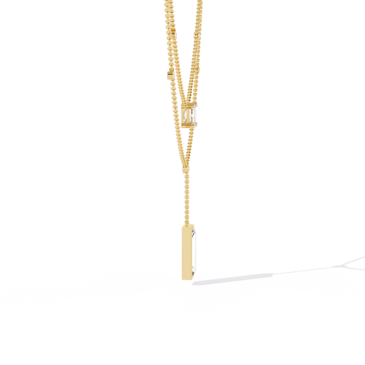 2.73 CT Emerald Cut Layered Moissanite Diamond Necklace With Double Elegant Chain Dainty Luxury Jewelry Gift for Her