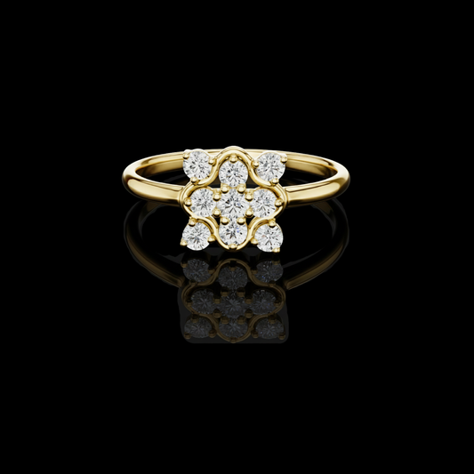 0.035 CT Featuring a Sparkling Floral Round Cut Lab Grown Diamond Cluster Design Ring