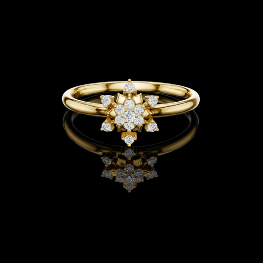 0.068 TCW Radiant Ring Adorned with a Blooming Cluster of Brilliant Round cut Moissanite Diamonds