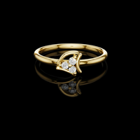 0.30 TCW Elegant Artistic Petal Design and Sparkling Moissanite Trio Diamond Ring