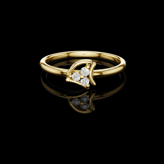 0.042 TCW Elegant Artistic Petal Design and Sparkling Moissanite Trio Diamond Ring