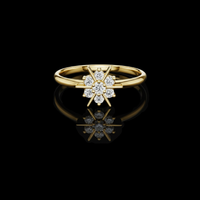 0.30 TCW Star Inspired Moissanite Diamond Ring with Brilliant Clustered Centerpiece