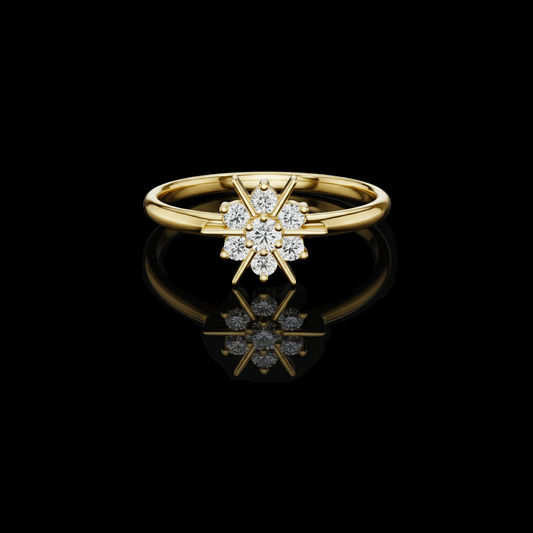 0.13 TCW Star Inspired Lab Grown Diamond Ring with Brilliant Clustered Centerpiece