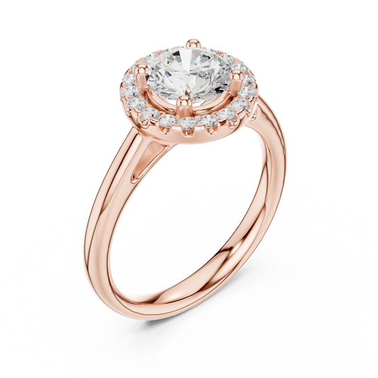 Round Brilliant Halo Lab Grown Diamond Ring - view 3
