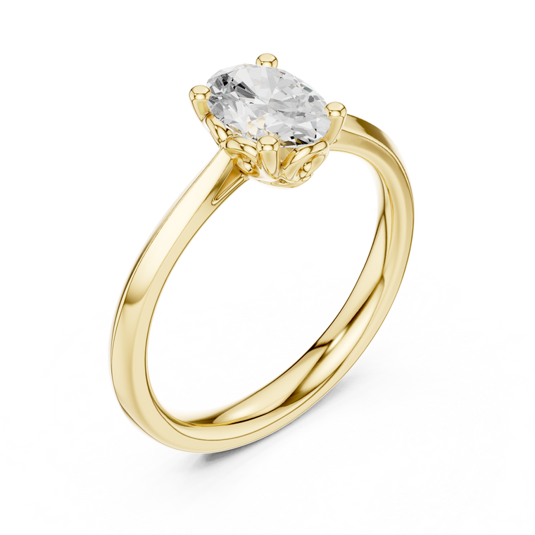 Oval Cut Moissanite Solitaire Rings With Four Prong - view 2
