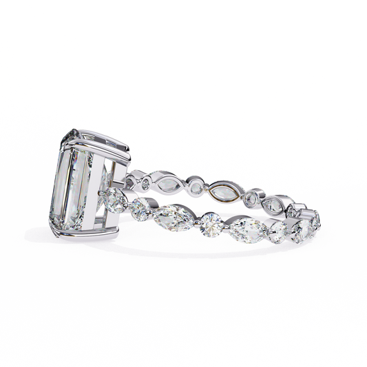 Radiant Cut Moissanite Engagement Ring With Marquise - view 4