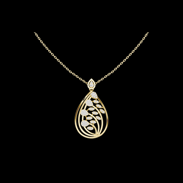 0.60 TCW Luxury Moissanite Diamond Nature Inspired Openwork Teardrop Pendant Openwork Leaf Design Jewelry Gift for Her