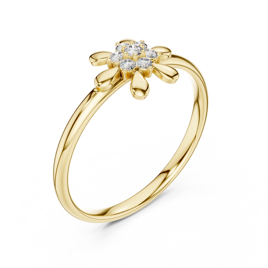 0.06 TCW Sparkling Floral Lab Grown Diamond Cluster and Petal Inspired Design