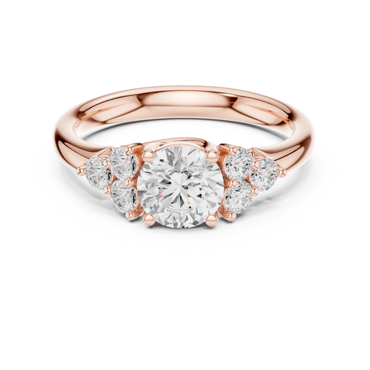 0.93 CT Eye-Catching Elegant Sparkle Cluster Stunning Round Cut Moissanite Diamond Gold Ring