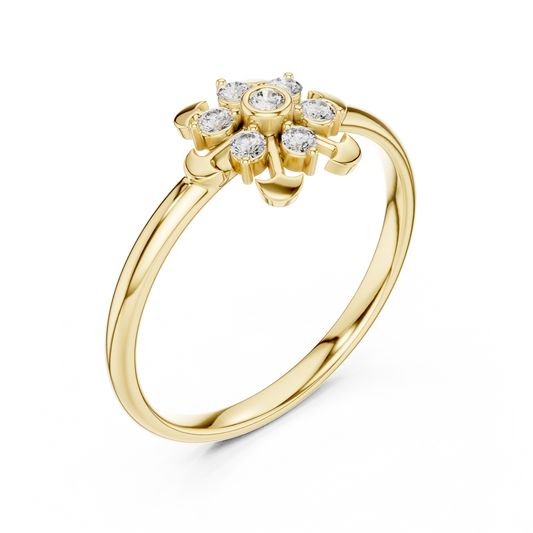 Floral Round Cut Moissanite Cluster Anniversary Ring - view 2