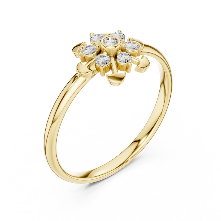 Floral Round Cut Moissanite Cluster Anniversary Ring - view 2
