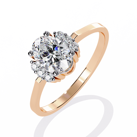 Oval Moissanite Cluster Wedding Bridal Ring - view 4