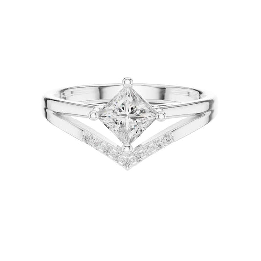 Princess Cut Lab Diamond Chevron Engagement Ring - view 3