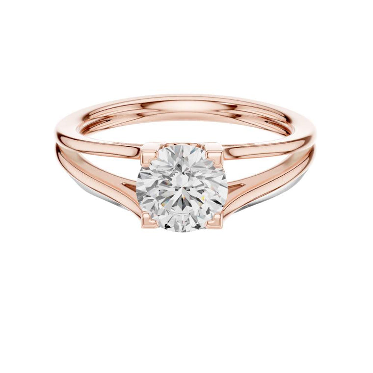 Round Cut Lab Diamond Split Shank Solitaire Engagement Ring - view 2