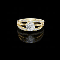 1.00 CT Split Shank Round Brilliant Cut Lab Diamond Solitaire with Pave Detailing For Quiet Days
