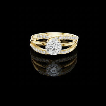 1.00 CT Split Shank Round Brilliant Cut Lab Diamond Solitaire with Pave Detailing For Quiet Days
