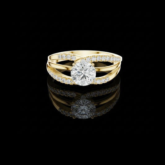 1.00 CT Split Shank Round Brilliant Cut Lab Diamond Solitaire with Pave Detailing For Quiet Days