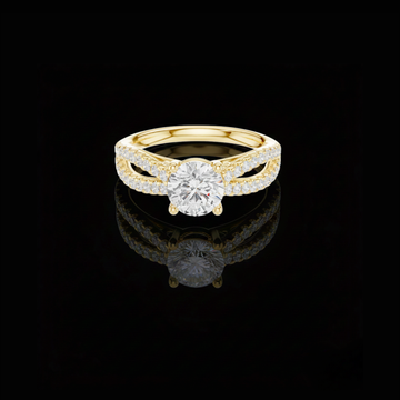 2 CT Elegant Round Cut Moissanite Diamond Split Shank Pave Sparkling Engagement Ring Fine Jewelry