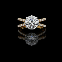 3.00 CT Modern Round Cut Lab Grown Diamond Ring with Micro Pave Criss Cross Band For Her