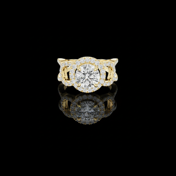 Round Cut Lab Grown Diamond Halo Split Shank Engagement Ring