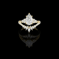 2.00CT Classic Pear Cut Lab Grown Diamond Split Shank with Marquise & Round Accents Luxury Bridal Ring