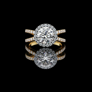 2.00 CT Round Halo Lab Grown Diamond Split Shank Ring Sparkling Pave Engagement Design by Ivevar Luxury