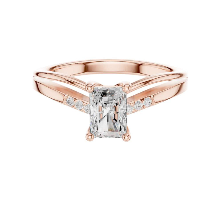 Radiant Cut Moissanite Split Shank Wedding Ring - view 2