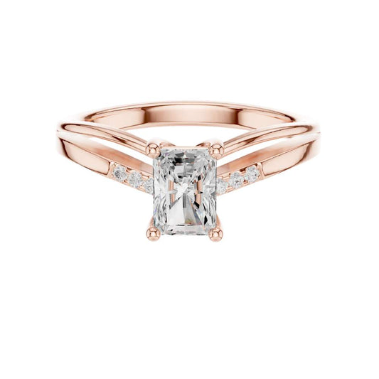 Radiant Cut Lab Diamond Split Shank Wedding Ring - view 2