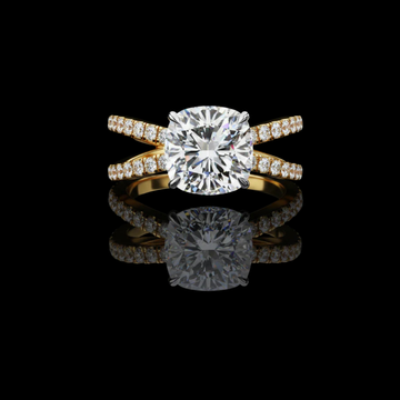 Split Shank Pave Cushion Moissanite Diamond Engagement Ring