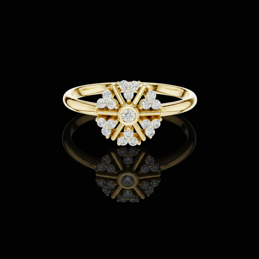 0.30 CT Radiant Spoke Bloom Moissanite Diamond Cluster Ring Vintage Floral Statement Shiny Jewelry For Her