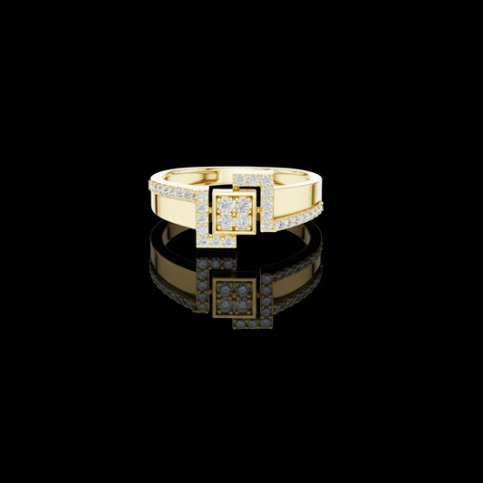 0.33 TCW Luxury Round Lab Grown Diamond Square Cluster Modern Geometric Pave Design Statement Ring