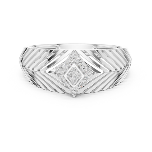 Round Moissanite Pavé Chevron Statement Ring - view 3
