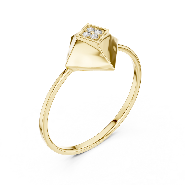 Geometric Round Cut Moissanite Engagement Ring - view 2