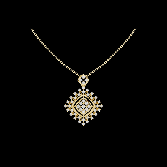 1.05 TCW Classic Round Lab Grown Diamond Floral Square Cluster Pave Design Pendant Luxury Statement Jewelry