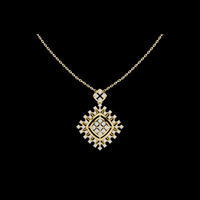 1.05 TCW Classic Round Moissanite Diamond Floral Square Cluster Pave Design Pendant Luxury Statement Jewelry